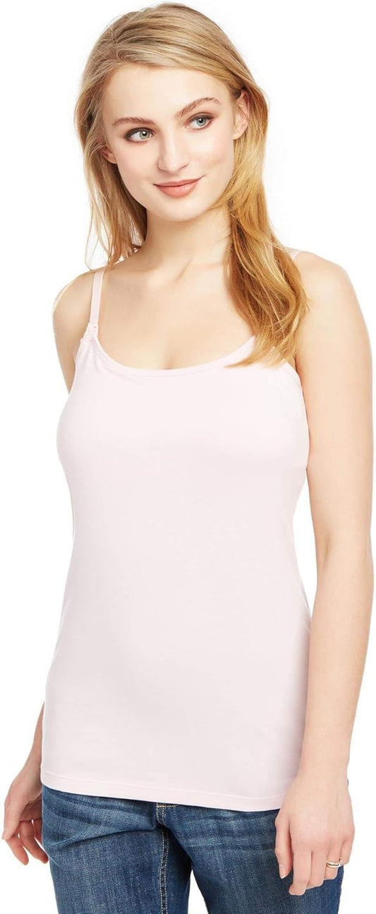 Motherhood Maternity Women's Clip Down Nursing Tank Top Cami with Adjustable Straps and Built-in Shelf Bra for Breastfeeding