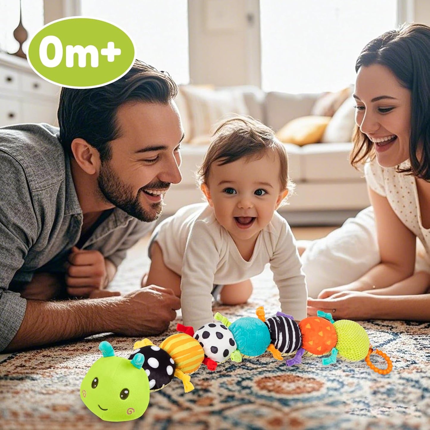Baby Stuffed Animal Toys for 0-6 6-12 Months, Baby Musical Caterpillar Tummy Time Toys for Babies 3 6 9 12 18 Months, Newborn Infant Sensory Toys Gifts for 1 2 Year Old Boys Girls