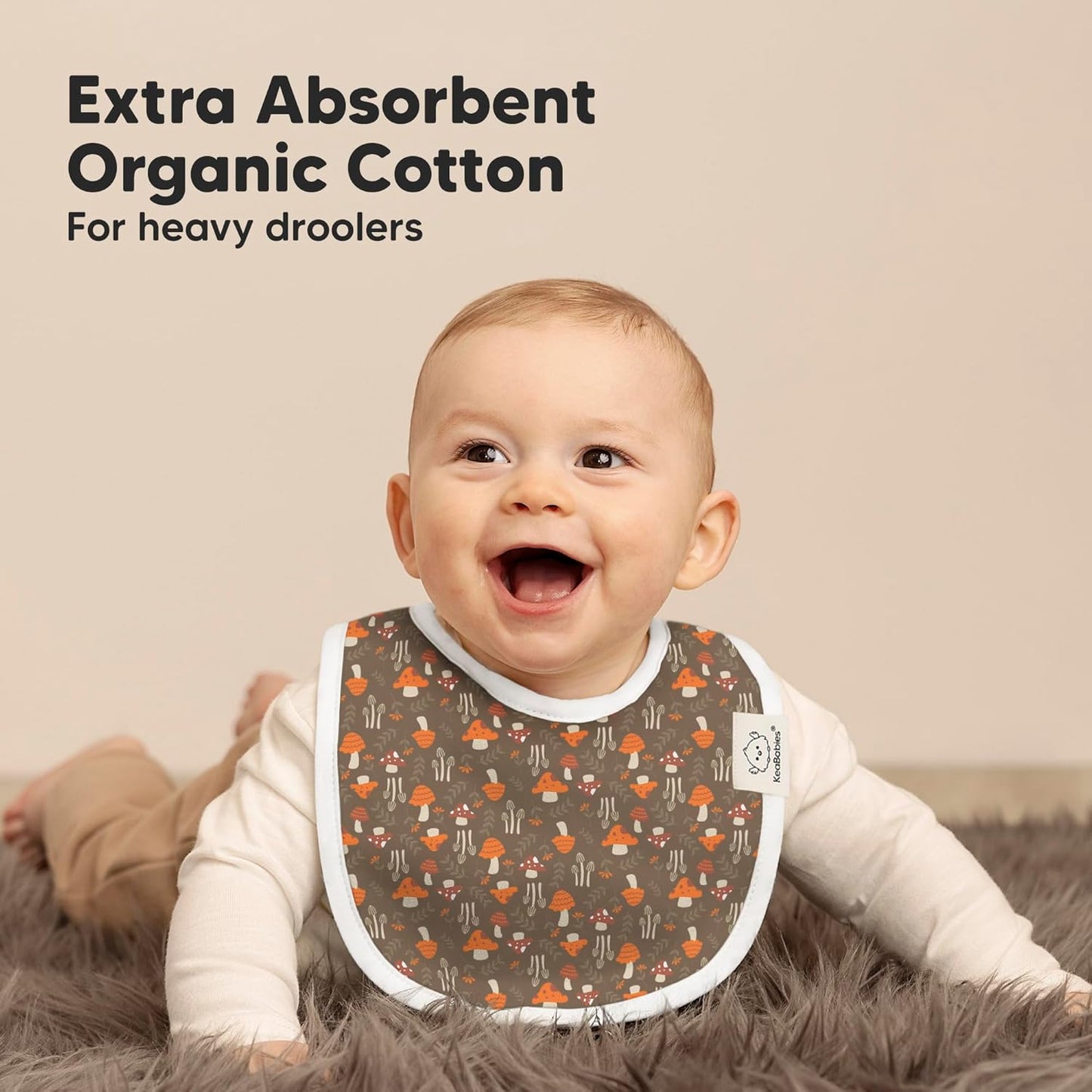 8-Pack Organic Baby Bibs for Boys, Girls - Soft Cotton Drooling and Teething Bibs for Baby Girl & Boy, Extra Absorbent, Easy to Clean & Put On for Toddler, Newborn, Infant 0-24 Months (Fall Spores)