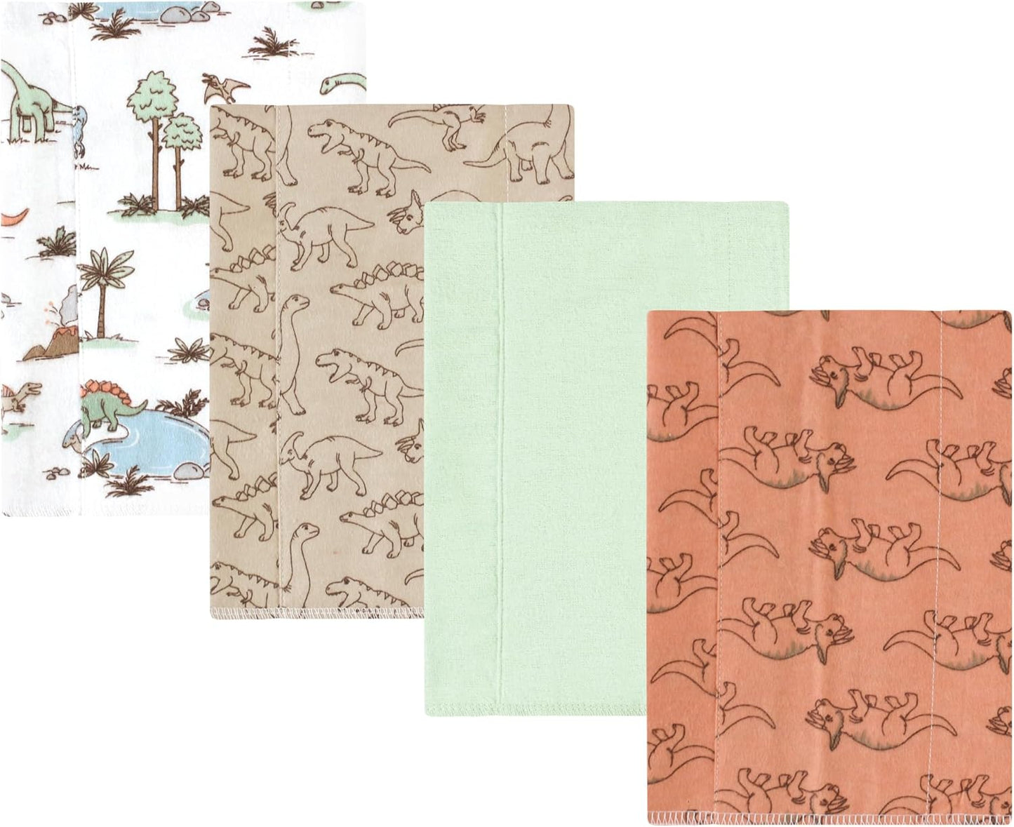 Luvable Friends Hudson Baby Flannel Burp Cloths 4pk, Dino Exploration