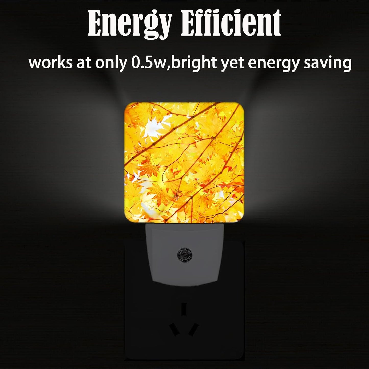 Autumn Maple Leaves Night Light,Plug Into Wall with Dusk to Dawn Light Sensors, Warm Nightlights for Bedroom, Bathroom, Hallway, Kitchen, Gifts Ideal for Boys Girls Women Men