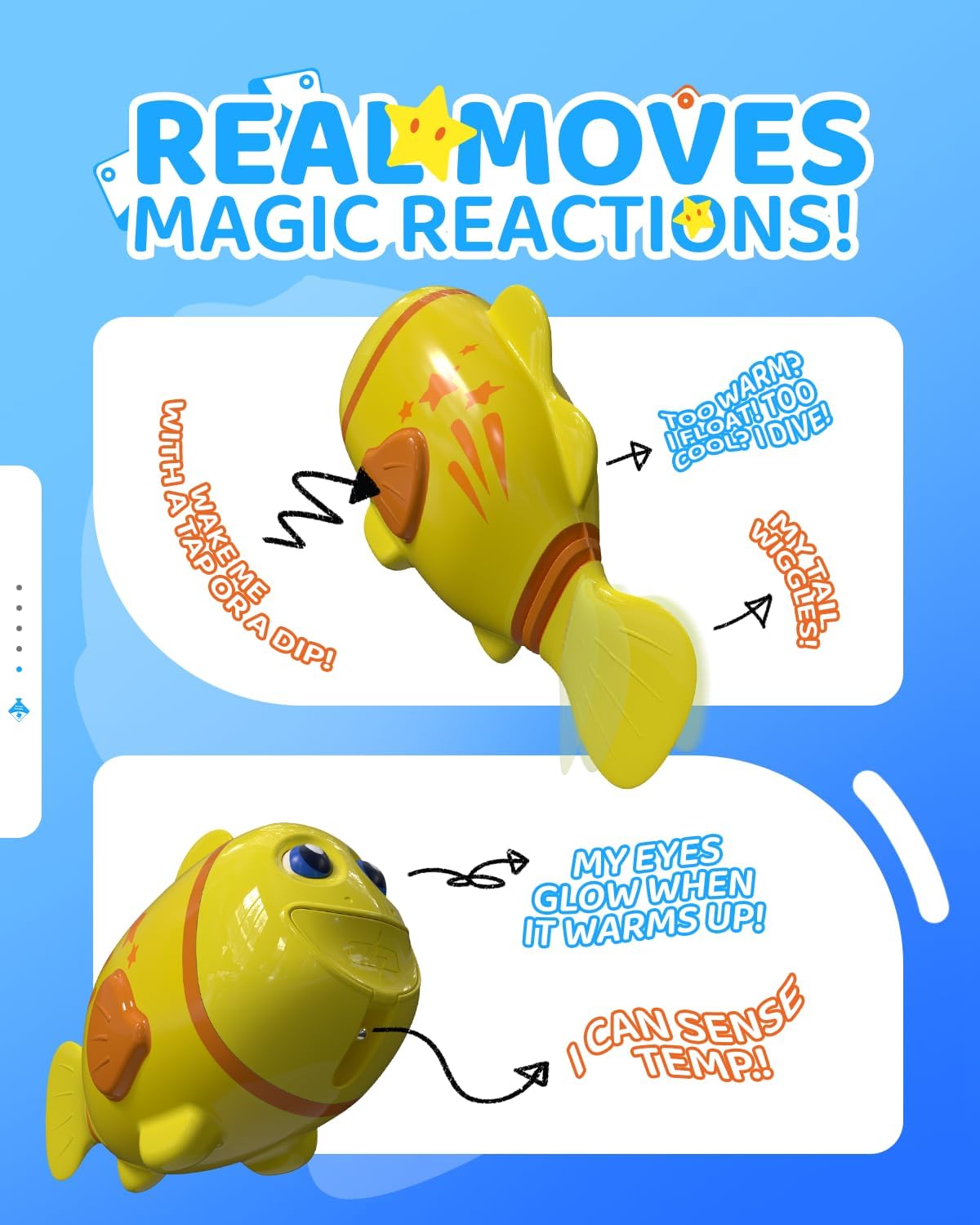 Rechargeable Swimming Fish Toy, Light up Bath Toys with Temp-Color Eyes for Baby Bath, Alive Pool Diving Toys for Kids Ages 4-8, Toddler Bathtub, Water Table