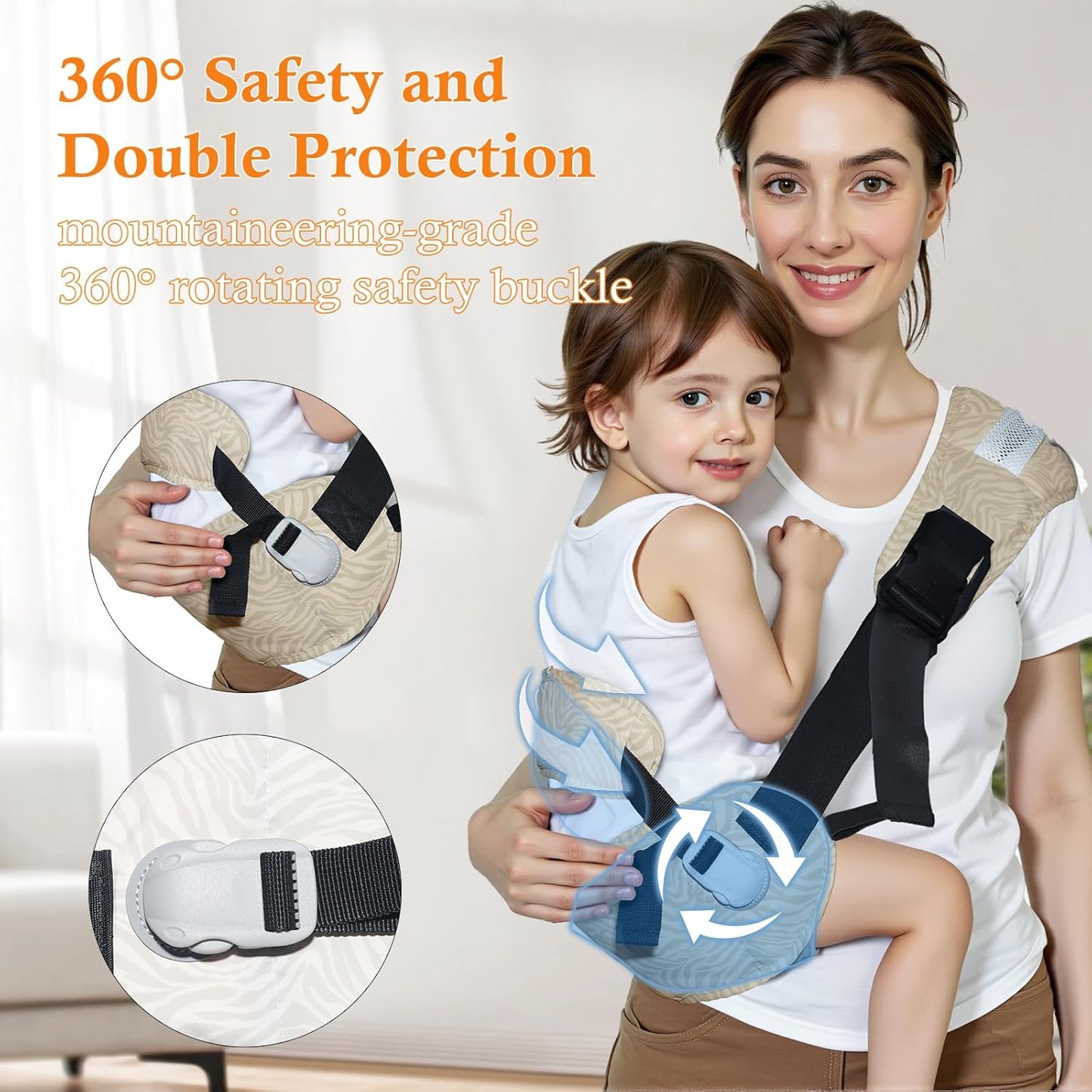 Baby Carrier Newborn to Toddler-Adjustable Baby Sling Carrier,Toddler Carrier for 25-60lbs,Comfortable Baby Sling for Hands-Free Carrying (Beige Zebra Print)