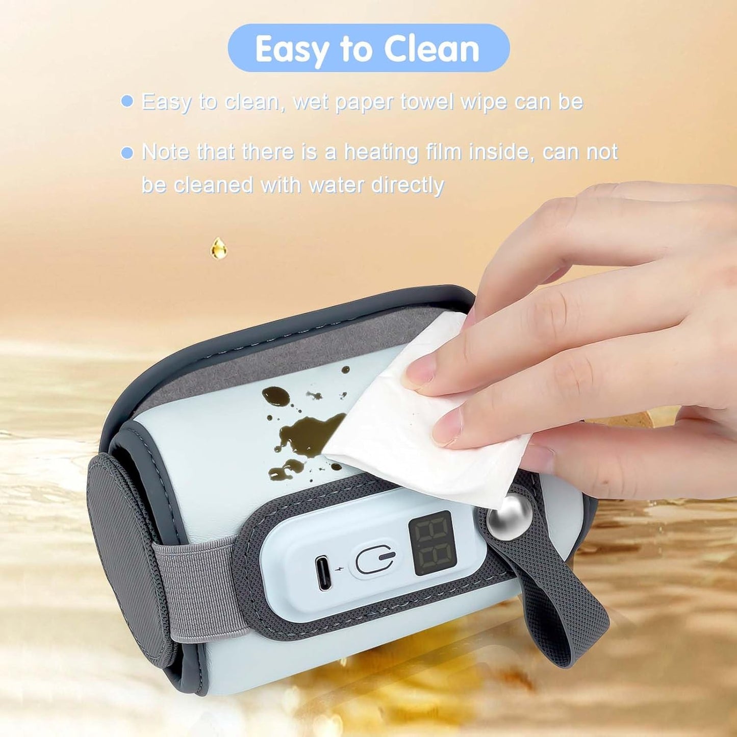 Portable Bottle Warmer, Baby Milk Warmer for All Bottles, Rapid Heating Accurate Temperature Control with LED Display, USB Warmer Bottle Suitable for Home and Outing (Blue)