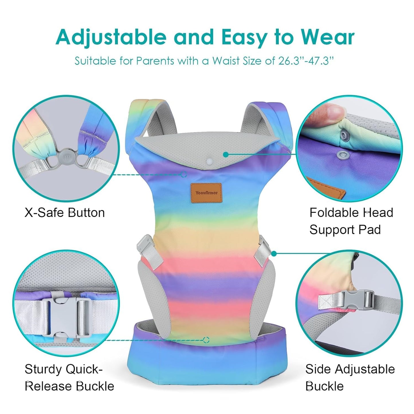 Baby Carrier, Ergonomic Adjustable Toddler Carriers for 7-33 Lbs, Cozy Lightweight Infant Carrier with Neck Support, Baby Chest Carriers with Lumbar Support for Parents (3-36 Months)