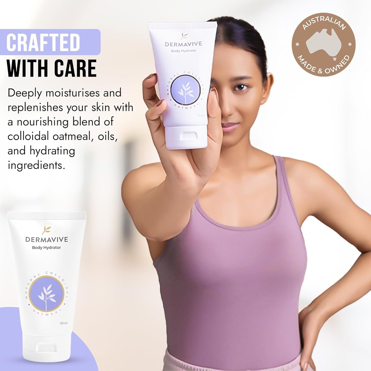 Dermavive Oatmeal Body Hydrator – Colloidal Oatmeal Moisturizing Oil for Itchy, Dry, Flaky & Sensitive Skin – Nourishing After-Shower Body Oil for Kids, Teens & Adults – 120ml (4.05 fl oz)