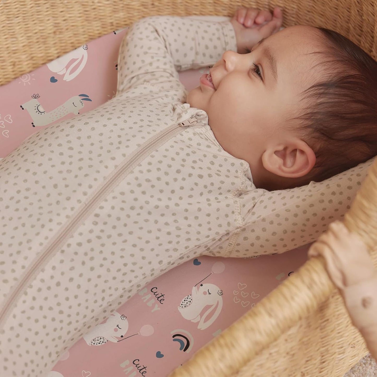 Stretch Fitted Bassinet Sheet Set BROLEX 2 Pack Cradle Sheets for Bassinet Pad/Mattress,Unisex Boys Girls,Ultra Soft,Elephant Rabbit