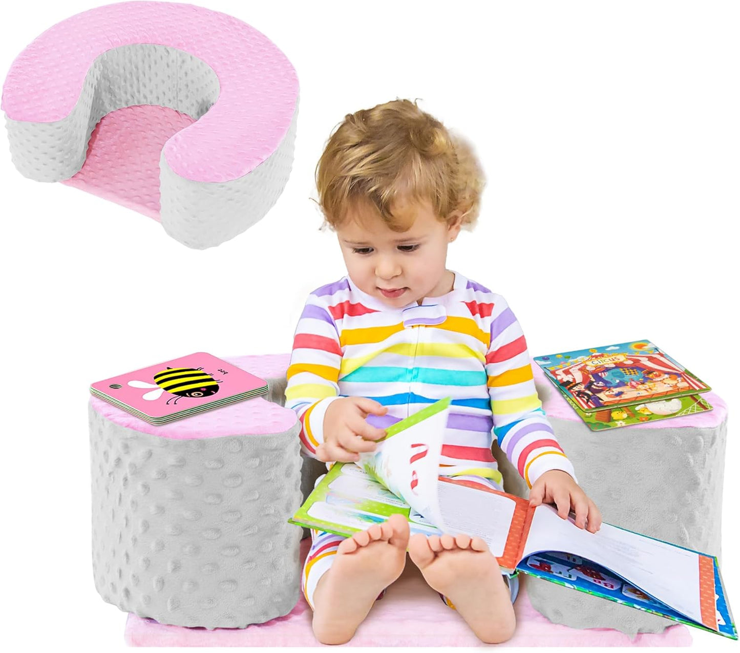 MABOZOO Sit Up Pillow for Baby, Foam Baby Floor Seat Support Seat Sitting Pillow for Sit Balance, Soft Infant Sitting Support Ring for Babies, Infants and Toddlers (Pink)