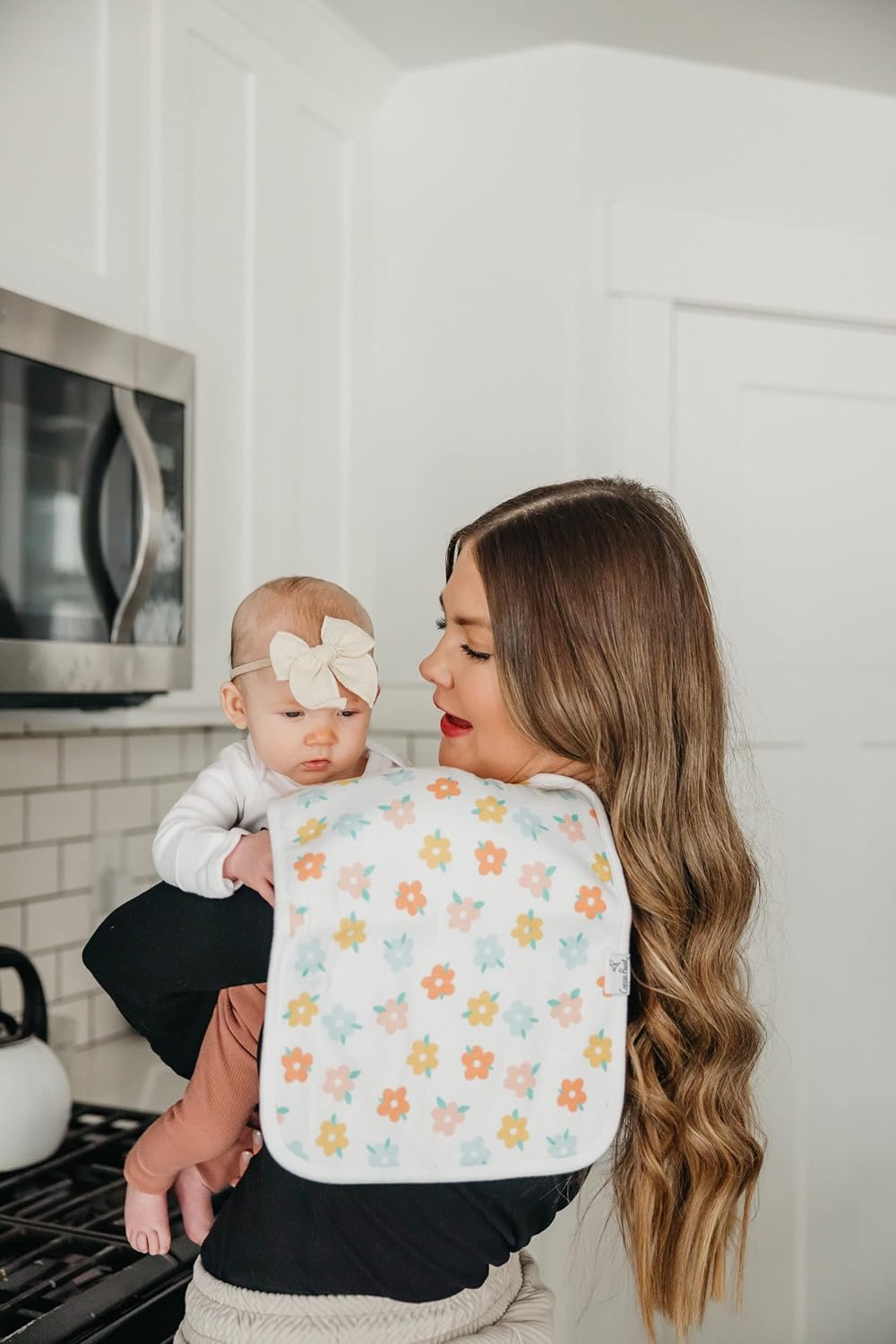 Copper Pearl Premium Baby Burp Cloths - 3-Pack Large Cotton Burp Cloths, Extra Soft Spit Up Rags with 3 Absorbent Layers, Perfect for Baby Girl Gifts (21" x 10" Size, Cheery Set)