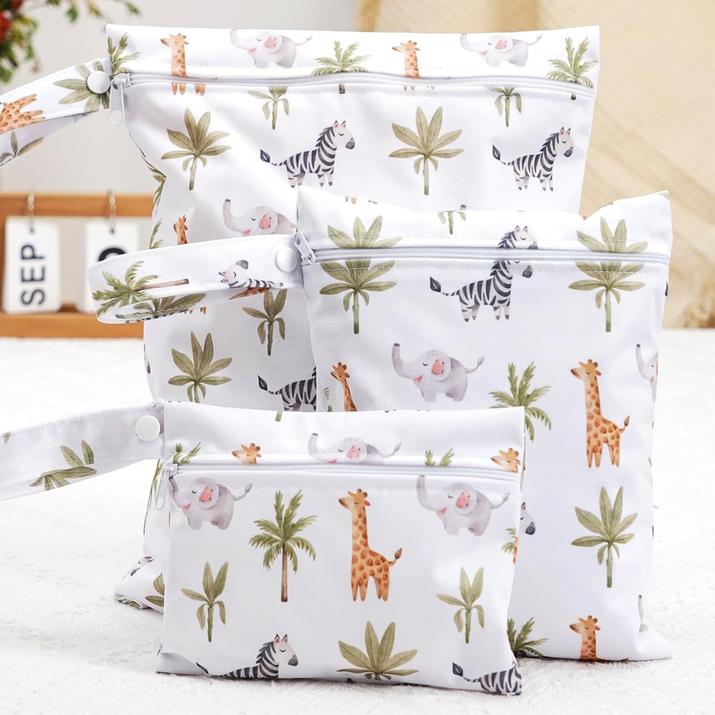 Happy Flute 3 Set Wet Bag Storage Bag Zipper Waterproof Washable Travel Bags, Beach, Pool, Gym Bag for Cloth Diaper, Swimsuits & Wet Clothes(EF643)