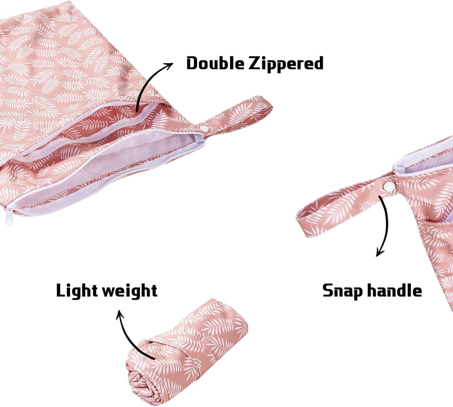 Wet Dry Bags with Two Zippered Pockets and Handle, Reusable Storage Bag for Breast Pump Parts & Baby Items, Waterproof Diaper Bags, Yoga Gym Bag for Swimsuits or Wet Clothes-2pcs, 11.8*15.75"