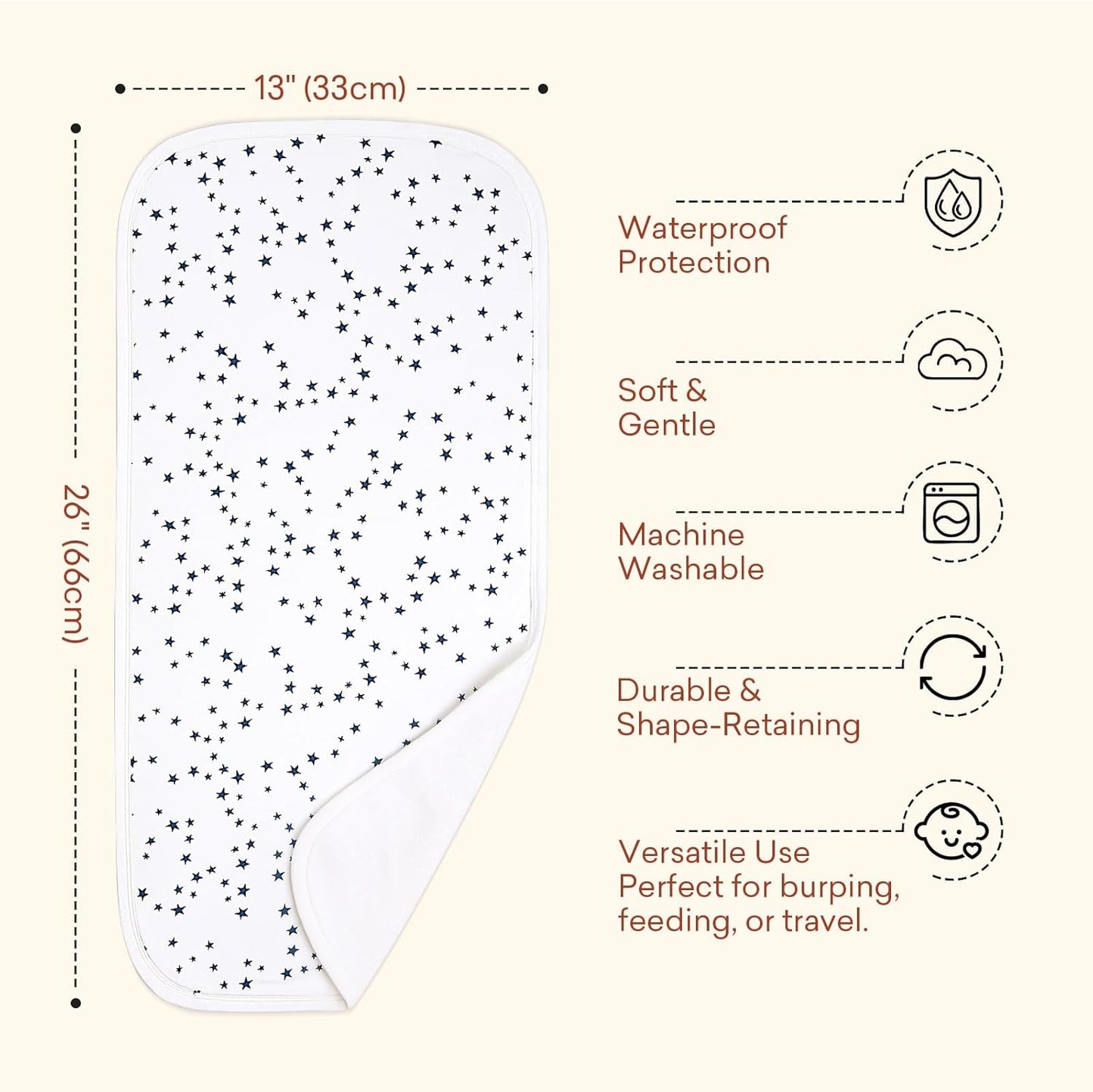 Premium 8-Pack Waterproof Baby Burp Cloths, Extra Large 13"X26" Soft Absorbent Burping Clothes for Newborns and Infants, Baby Shower Boys Girls