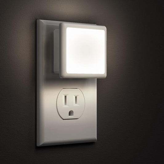 L LOHAS LED Night Lights Plug into Wall 2-Pack, 0.3W Plug in Night Light, Dusk to Dawn, 5000K Daylight White Bright Nightlight Auto-On/Off for Adults Kids Room Bedroom Bathroom Hallway Kitchen Non-Dim