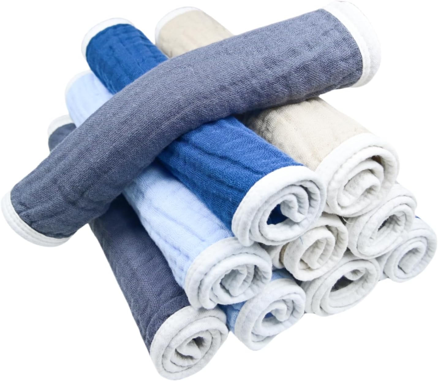 Synrroe Burp Cloths Large, Muslin Burp Cloths for Baby Girls and Boys, Pack of 10 Extra Absorbent and Soft Muslin, 6 Layers 20 by 10 Inches 100% Cotton (Mix 10 Pack)