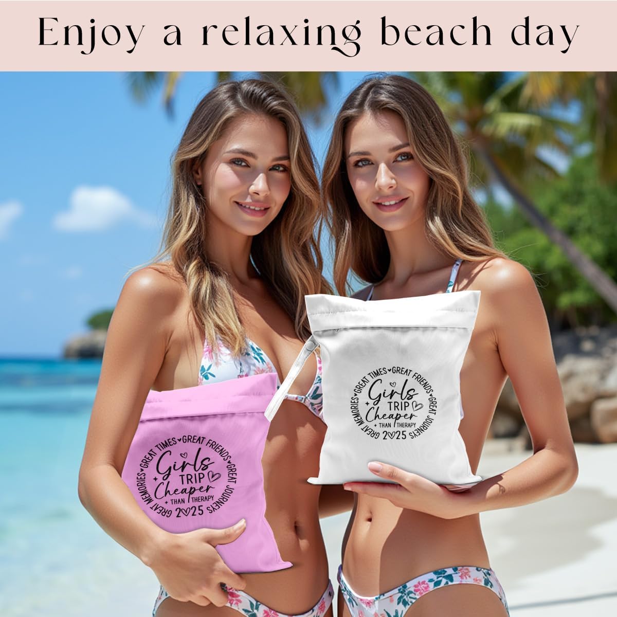 2Pcs Girls Trip Gifts Wet Dry Bag, Beach Bag Wet Bag Favors, Sunscreen Aloha Bags Swimsuit Toiletry Travel Essentials For Women, Beach Travel Laundry bags for Dirty Diaper Swimsuit Gifts