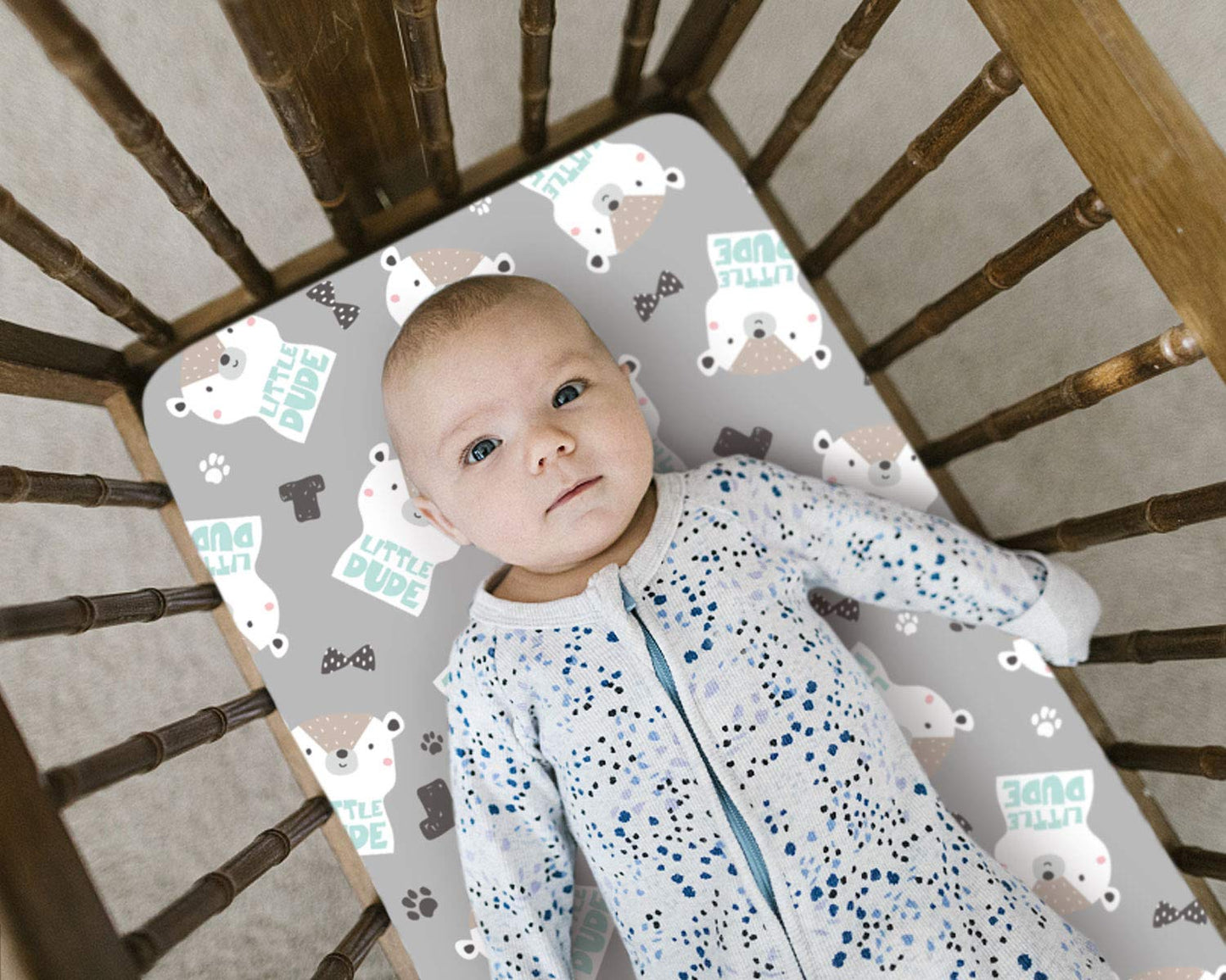 Stretch Ultra Soft Fitted Bassinet Sheet Set 2 Pack, Universal Cradle Sheet Set for Rectangle, Oval, or Hourglass Bassinet Pad/Mattress, Grey Bear Bassinet Sheets for Girls and Boys