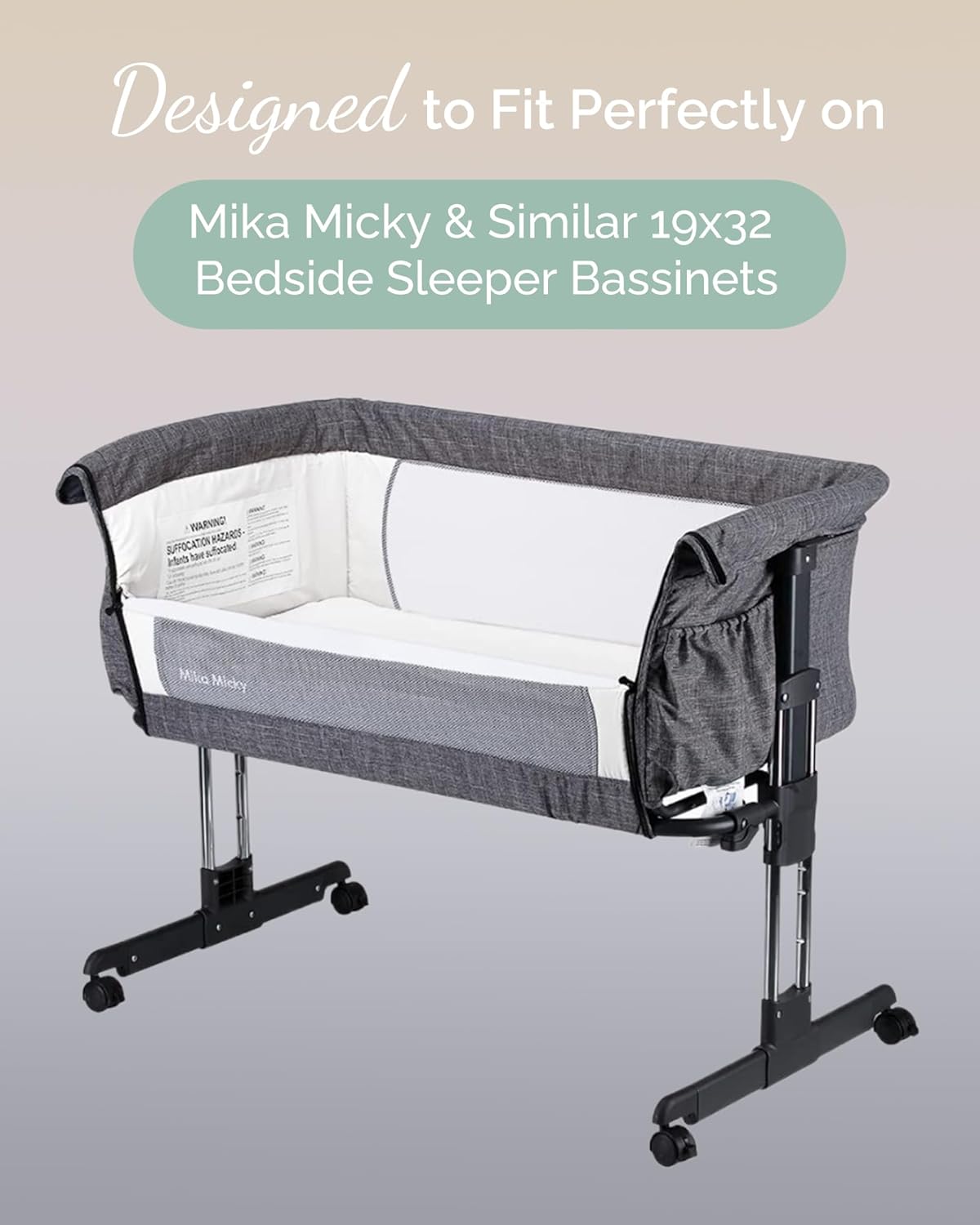 Mika Micky Bassinet Sheets Compatible with Cowiewie & Mika Micky Bedside Sleeper Bassinet Mattress Pad - Buttery Soft Fitted Sheets 100% Jersey Knit - Sky + Sage + Cloud, 3 Pack