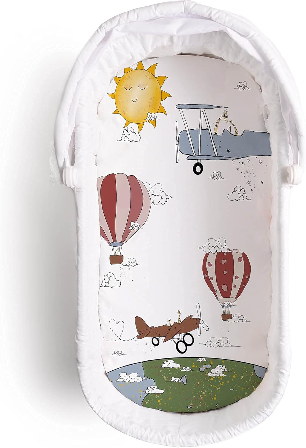 JumpOff Jo - Hypoallergenic Fitted Bassinet Sheet for Baby Boys & Girls - Rectangular, Hourglass & Oval Crib Compatible, Soft, Breathable, Machine Washable - Take Flight