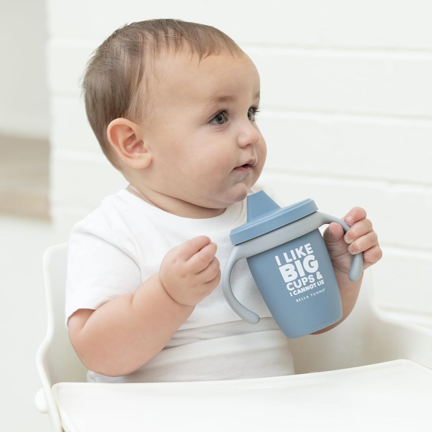 Bella Tunno Sippy Cup, Silicone Training Cup with Transition Handles for Infants, Toddlers & Kids, Babies 6-12 Months & Toddlers 1-3 Years, Boys & Girls, I Like Big Cups, 8 oz