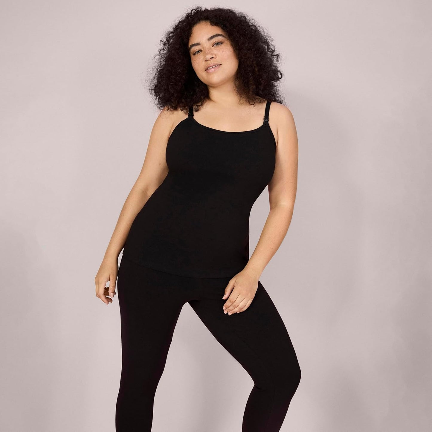 Motherhood Maternity Women's Clip Down Nursing Tank Top Cami with Adjustable Straps and Built-in Shelf Bra for Breastfeeding