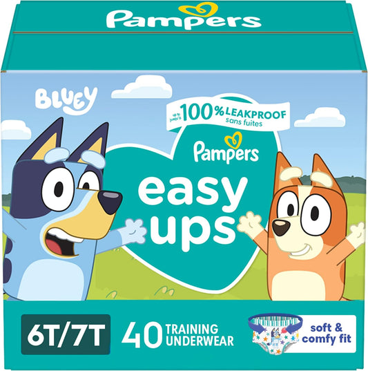 Pampers Training Pants - Easy Ups Boys & Girls Bluey - Size 6T-7T, 40 Count, Children's Potty Underwear