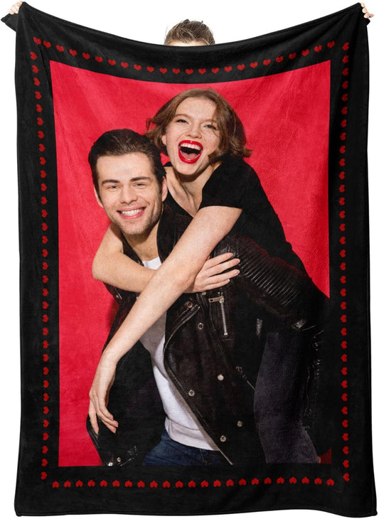 Personalized Blanket with Photos Text Custom Blankets Thows with Picture Customizable Photo Blanket Gifts for Mom Dad Couple Girlfriend Boyfriend Wife Husband, 40 * 50in