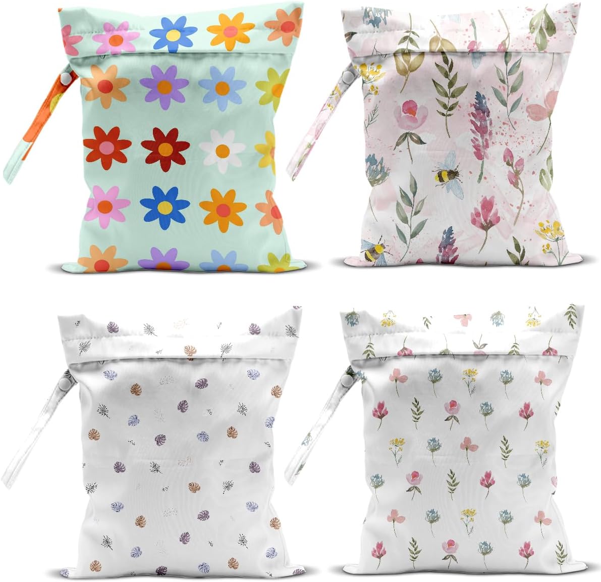 4 Pack Wet Bag for Swimsuit, Beach Travel Essentials Wet Dry Bag, for Sunscreen Toiletry Dirty Clothes Yoga Gym Diaper, Friend Summer Beach Vacation Gifts. Floral