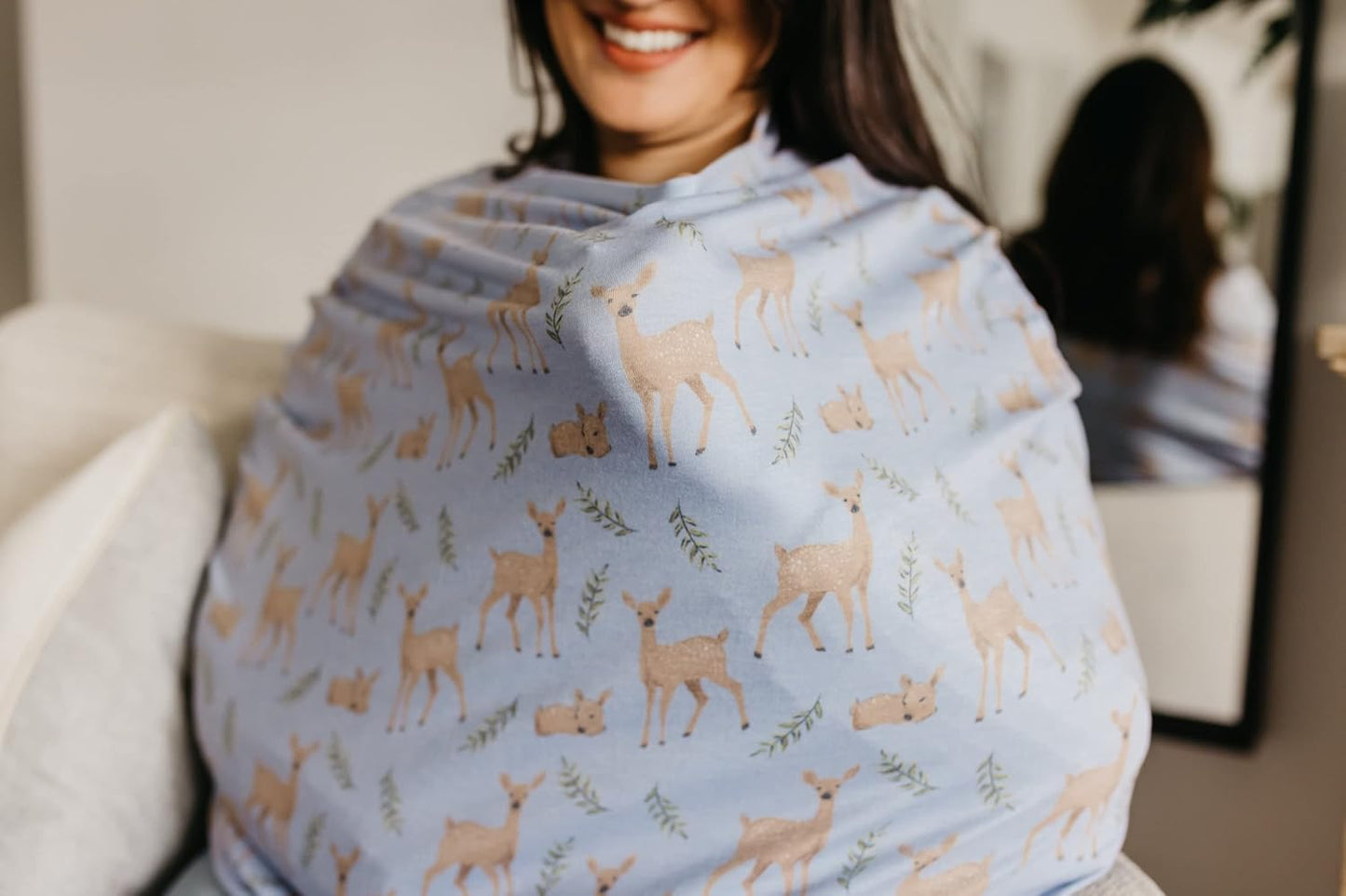 Baby Car Seat Cover Canopy and Nursing Cover Multi-Use Stretchy 5 in 1 Gift Doe by Copper Pearl