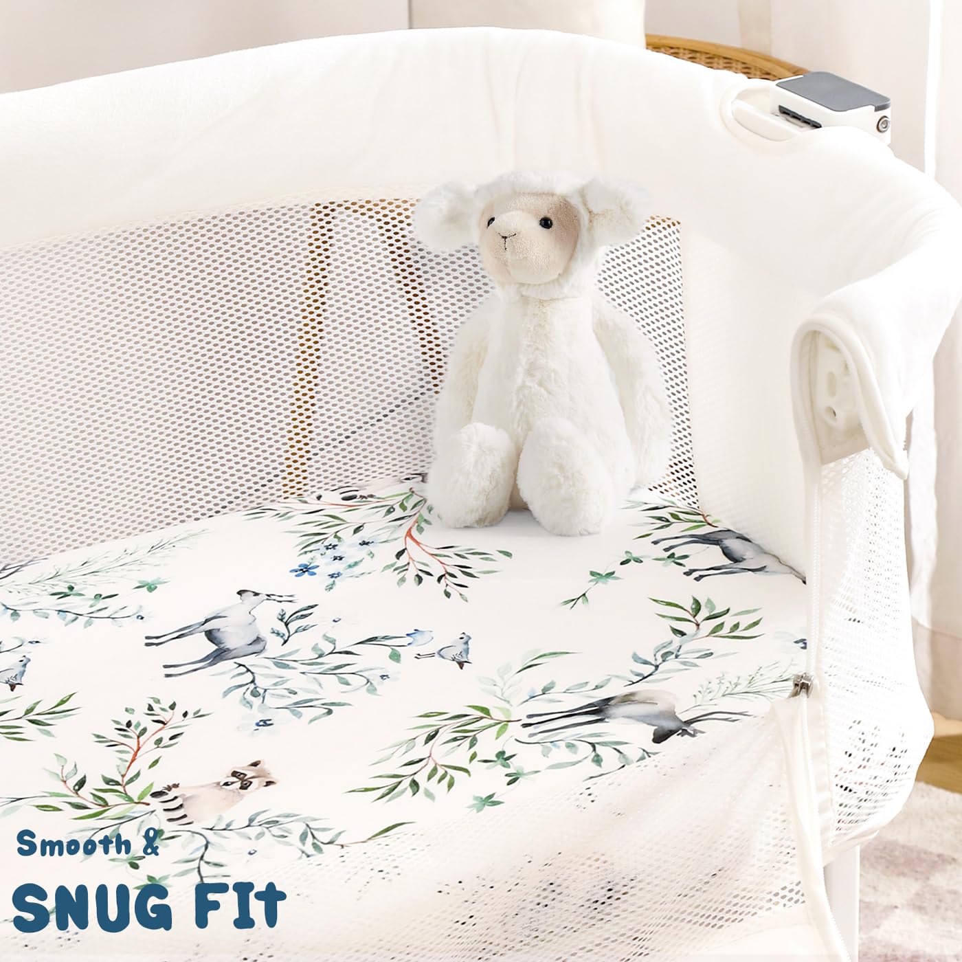 Stretchy Ultra Soft Fitted Bassinet Sheet Set 3 Pack, Universal Fit for Bassinets Baby Cradle Moses Basket Oval Rectangle Mattress Safe and Snug, Stylish Print