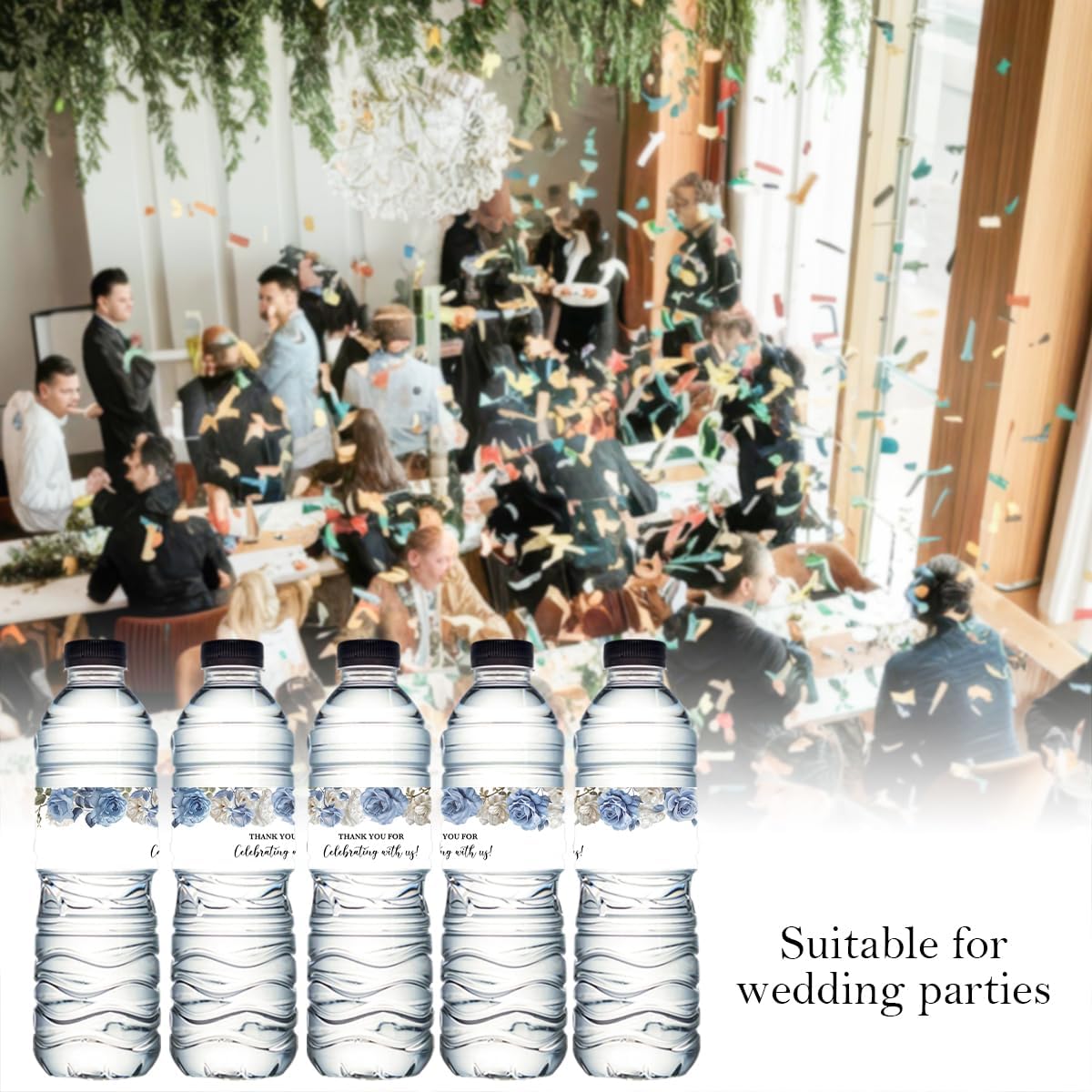 100PCS Wedding Water Bottle Labels Waterproof Greenery Floral Wraps Sticker for Water Bottle Baby Shower Bottle Label for Bridal Shower Party Thanks A13