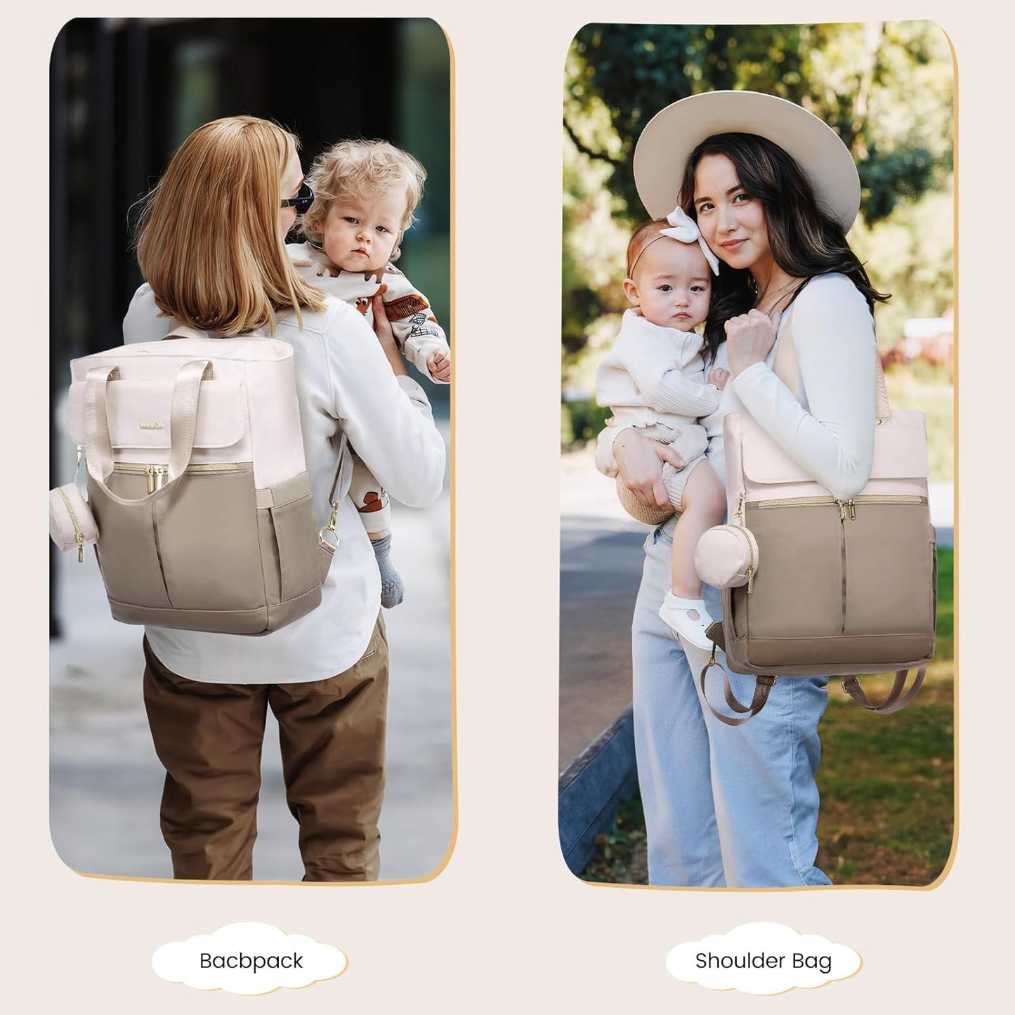 LOVEVOOK Diaper Bag Backpack,Diaper Bag Tote with Insulated Pockets,Baby Bag for Girl Boy with Changing Pad,Large Baby Diaper Bag with Pacifier Case,15.6 Inch Anti-Theft Laptop Backpack for Women
