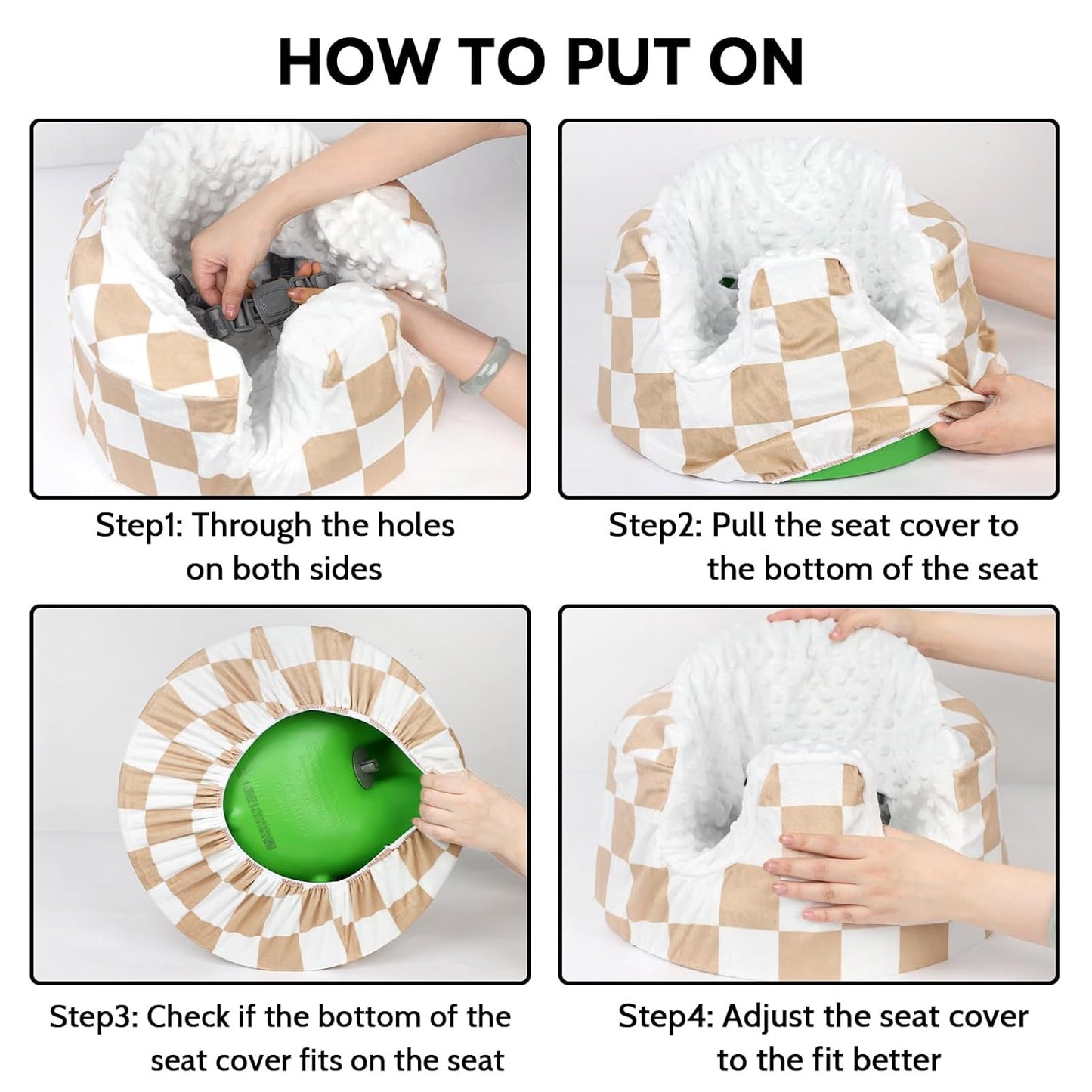 DILIMI Minky Seat Cover Compatible with Bumbo Seat, Removable Ultra Soft Comfortable Warm Seat Slipcover for Baby Girl and Boy, Brown Checkered