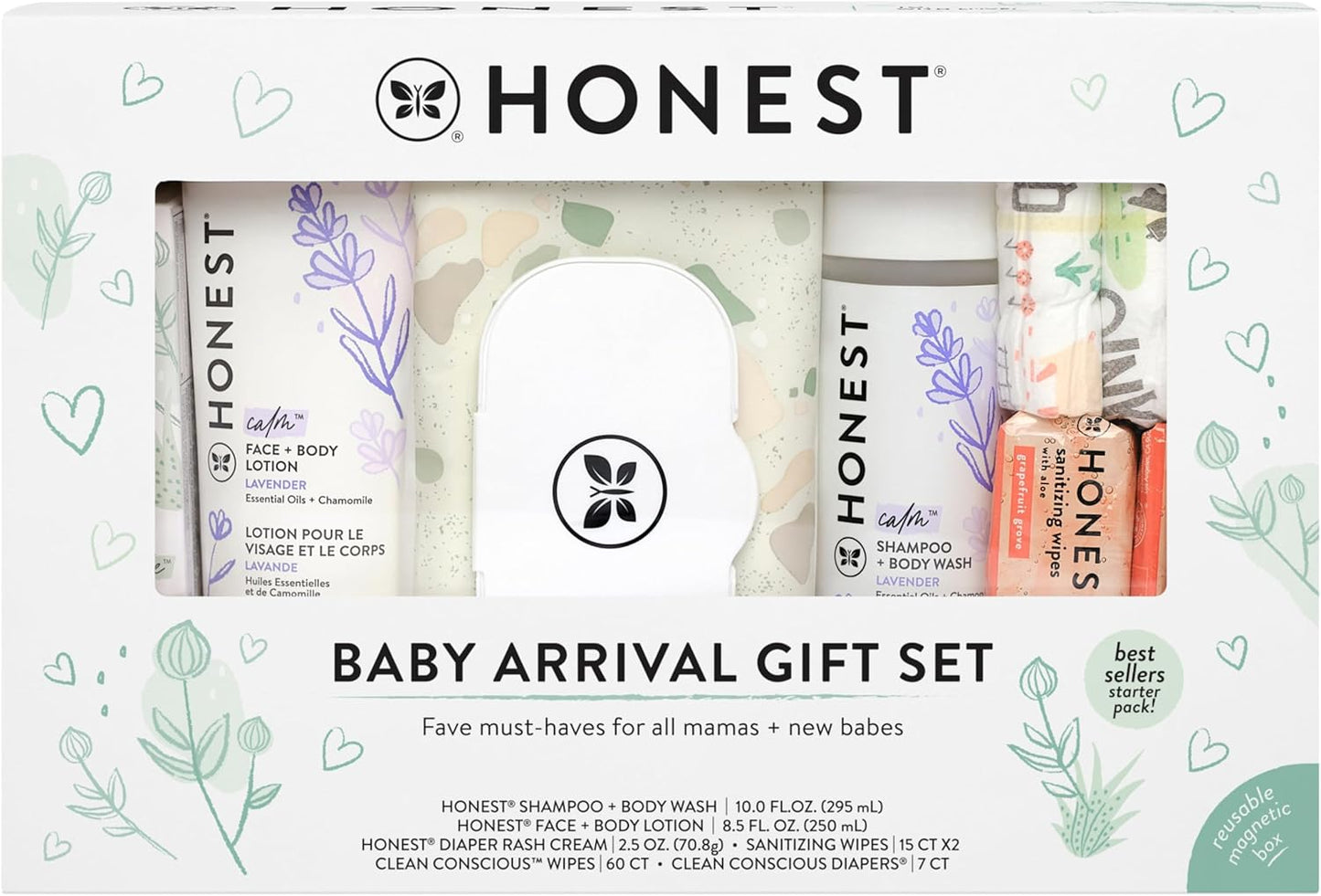The Honest Company Baby Arrival Gift Set Newborn Essentials Welcome Box Diapers Wipes Personal Care Diaper Rash Cream