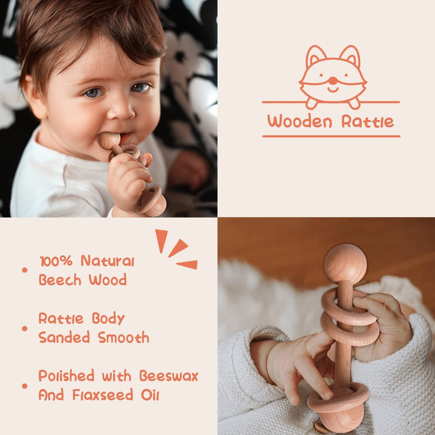 Baby Shower Gifts, Baby Gifts for Girls Boys, Unique Baby Gifts Basket Essentials Stuffs - Baby Lovey Blanket Newborn Bibs Socks Wooden Rattle & Greeting Card, Newborn Baby Gift Set