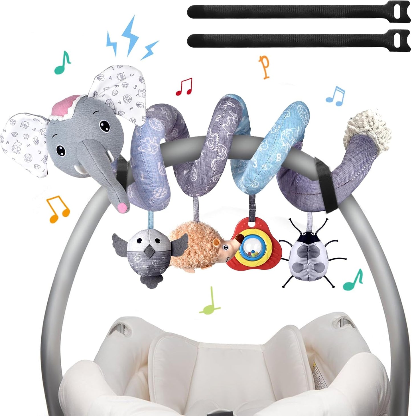 Musical Car Seat Toys Newborn Toys, Stroller Toys Baby Toys 0-6 Months Infant Toys, Baby Toys for Carseat Stroller Crib with Rattles Teether, Baby Toys for 0 3 6 9 12 Boys Girls Enfants