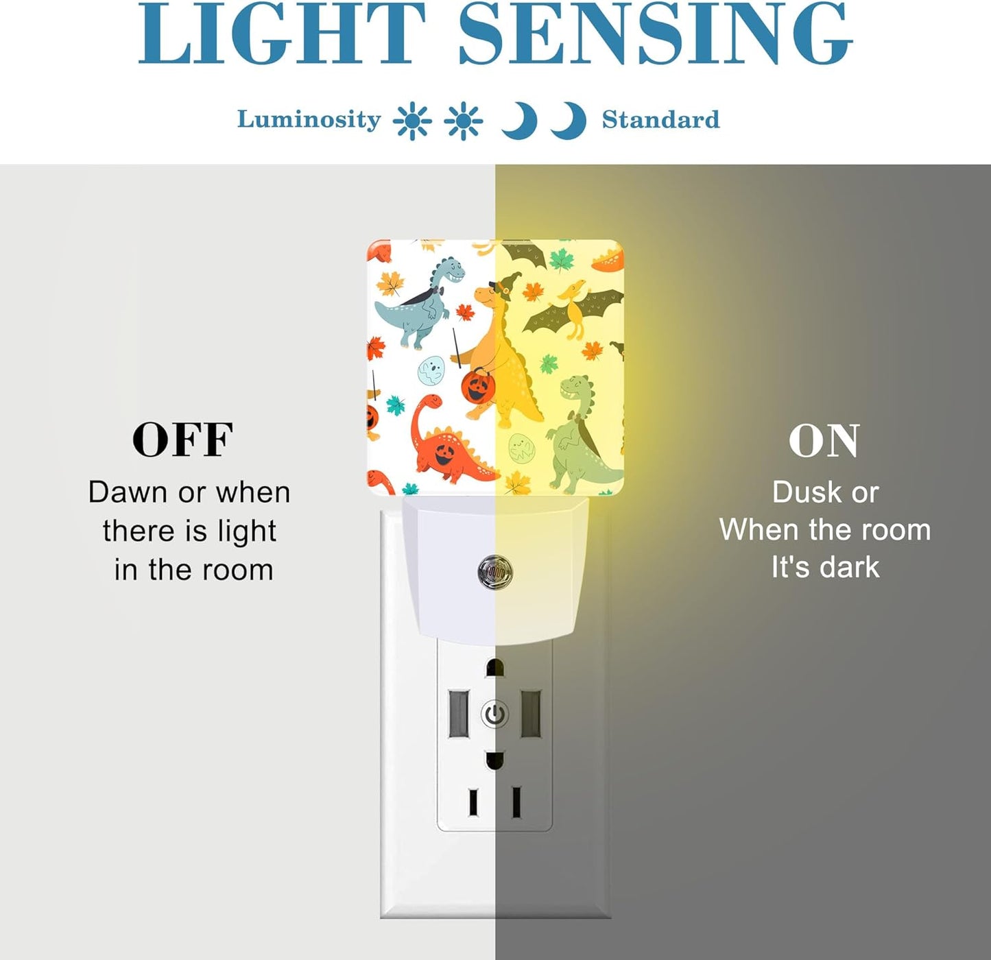 Halloween Cute Dinosaur Night Light for Kids, LED Night Light Plug into Wall with Dusk to Dawn Sensor for Girls Boys Women Men Room Decor, Hallway, Kitchen, Bathroom, Nursery, Stairs