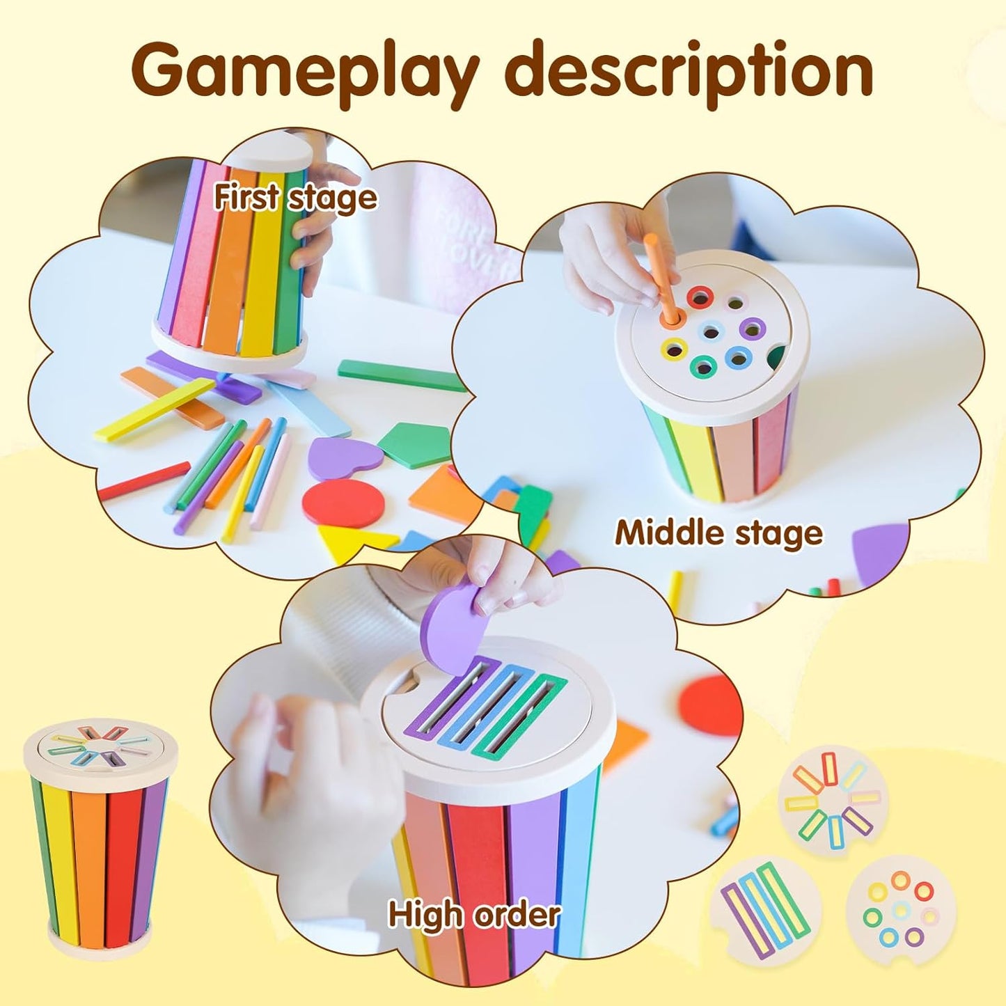 nunukuids Montessori Toys for 1+ Wooden Color Sorting Toys for Toddlers 1-3 Year Old Toddlers Fine Motor Skills Development Color Sorting Fun
