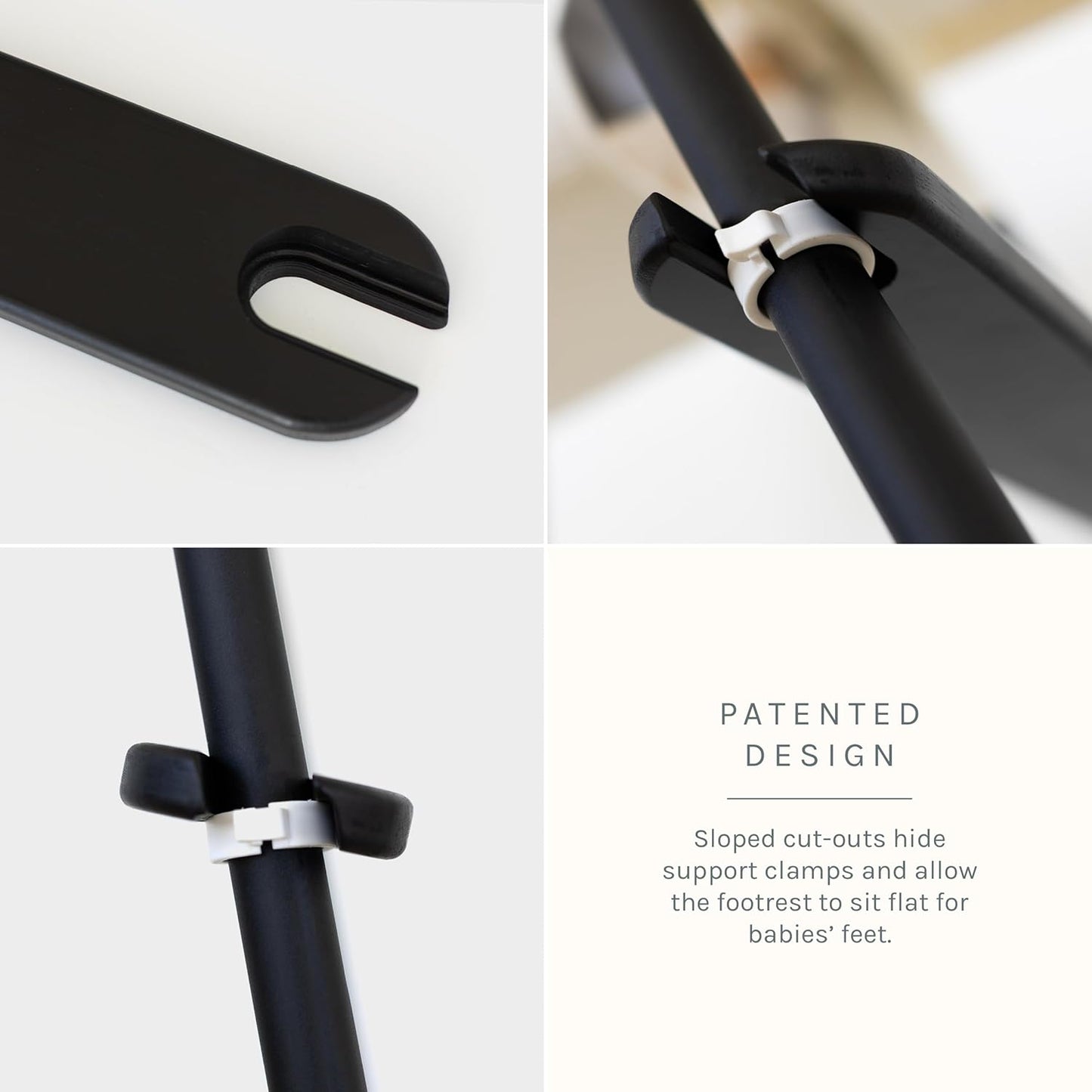 Yeah Baby Goods Adjustable Footrest & Leg Wrap Set Compatible with The Antilop Highchair (Black) - High Chair Accessories Bundle - Attachable Foot Rest w/Support Clamps & Matching Leg Stickers