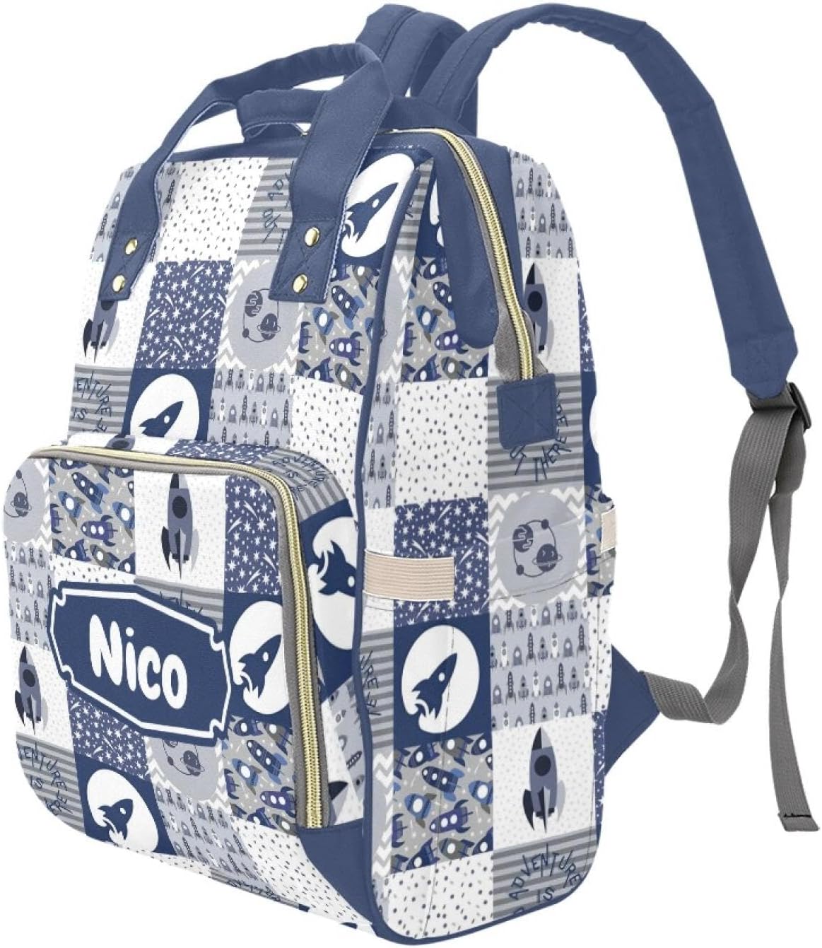 Rocket Personalized Diaper Bag with Custom Name – Custom Baby Tote Backpack for Mom, Unique Gift for New Parents, Baby Shower Essentials