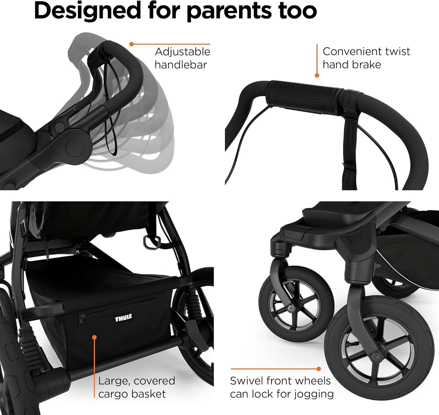 Thule Urban Glide 4-Wheel Single Child All-Terrain Stroller, Full-Suspension System, Air-Filled Tires, Upright seat with Adjustable Recline and Built-in Leg Rest, Baby Stroller