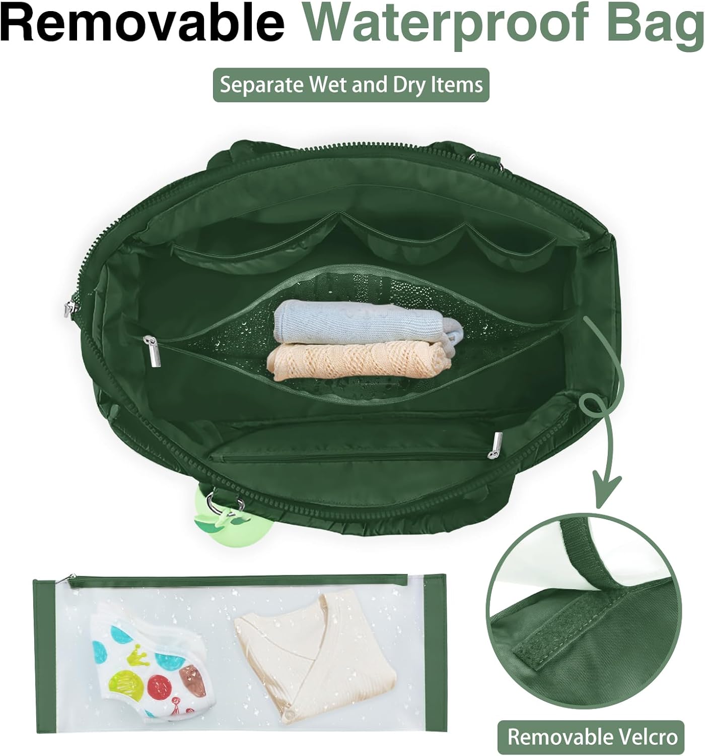 Diaper Bag Tote, Baby Diaper Tote Bags Crossbody Hospital Bag Travel Large Mommy Bag, with Silicone Pacifier Case