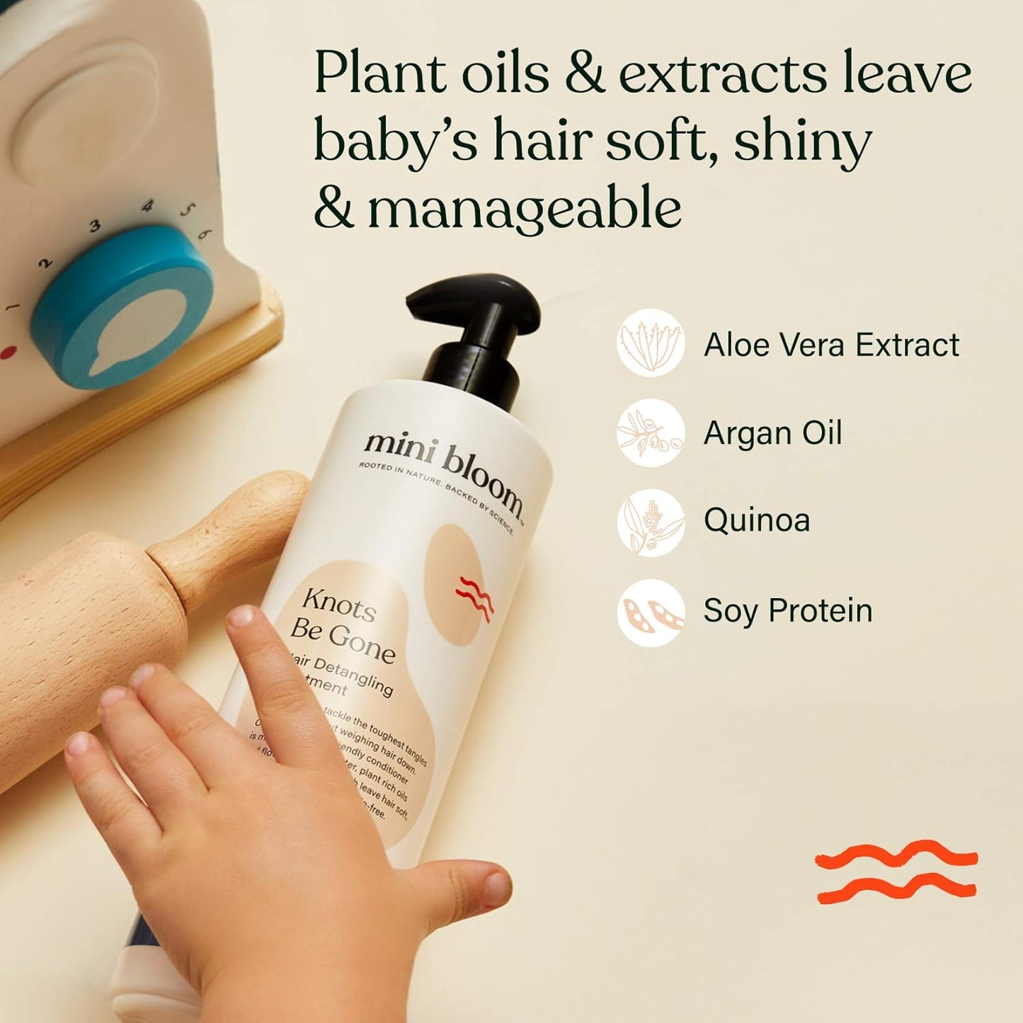 Mini Bloom Knots Be Gone Detangling Conditioner Treatment | Detangler Baby & Kid Safe | Made w/Shea Butter, Plant Rich Oils & Flower Extracts | Leaves Hair Soft, Shiny, Manageable Tangle-free 16.6oz