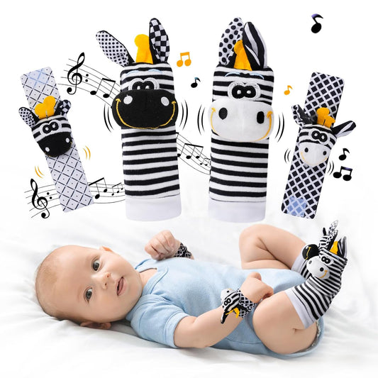 Baby Toys 0-6 Months,High Contrast Baby Toys for Newborn,Black and White Toys,Infant Rattle Socks and Wrist Toy,Newborn Toys 0 3 Months Brain Development,0-6 Months Babies Boy Girl Gift