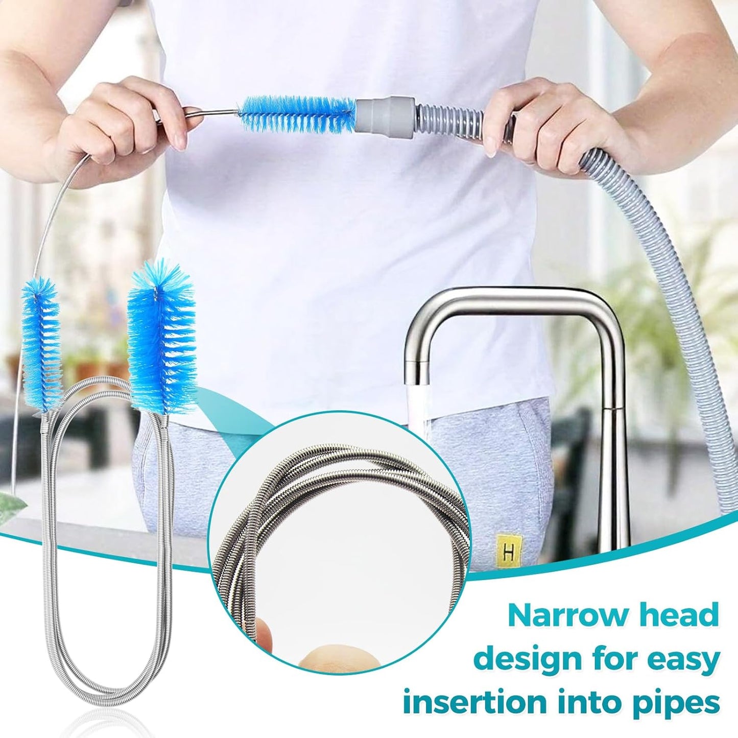 12 Pack Glass Tube Pipe Cleaner Brush Set, for Cleaning Long Neck Bottle, Bent Glass Tube,17-inch Long Handle Brush,8.2-inch Different Diameters Brushes,35-inch Flexible Double Ended Cleaner