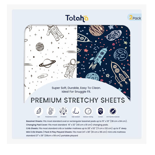 TotAha Premium Stretchy Space Changing Pad Cover, Buttery Soft Diaper Changing Pad Covers for Girls Boys, Super Stretchy Jersey Knit Changing Table Covers, 2 Pack