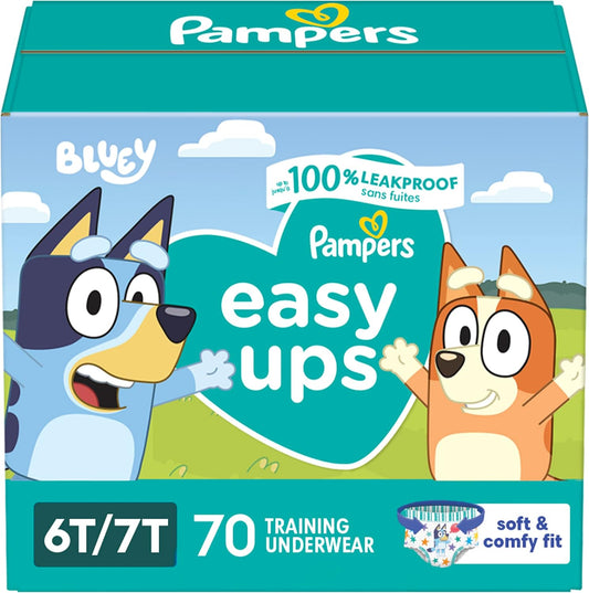 Pampers Training Pants - Easy Ups Boys & Girls Bluey - Size 6T-7T, 70 Count, Children's Potty Underwear