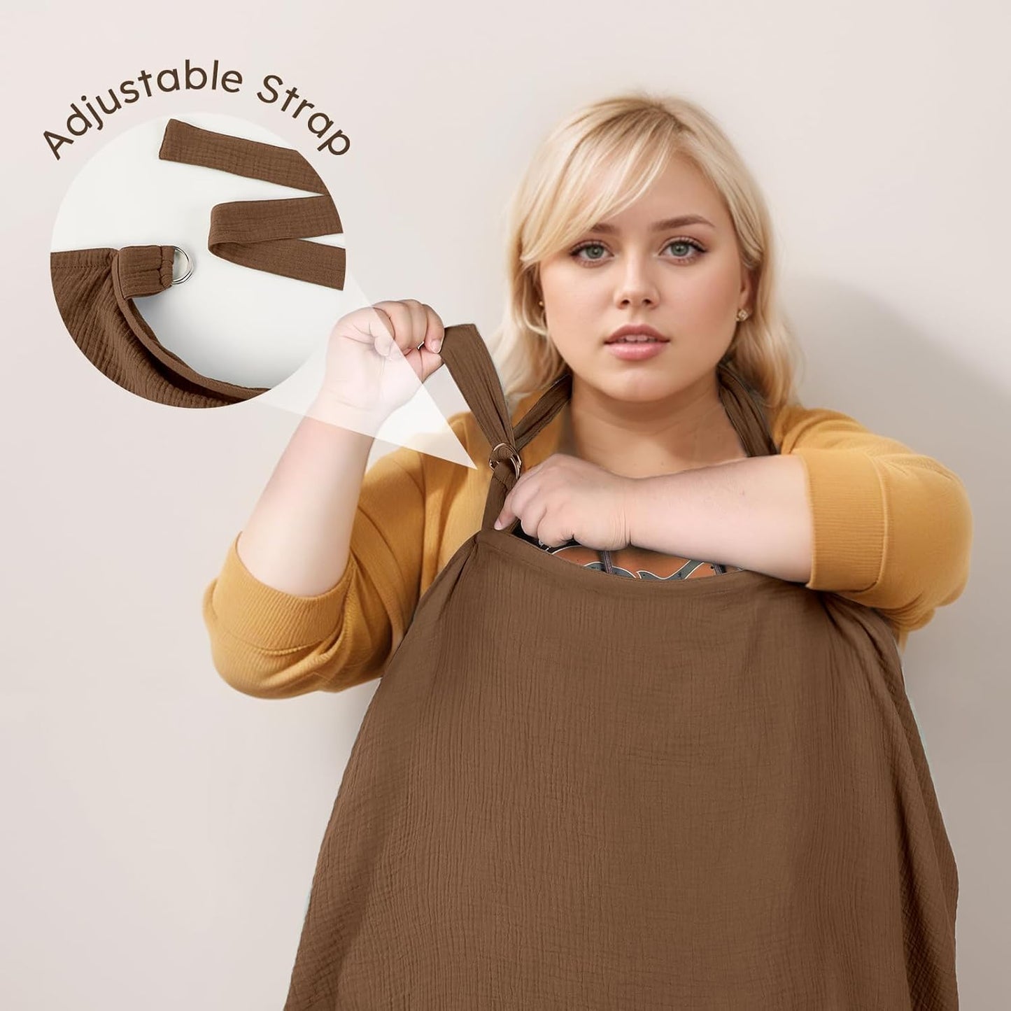 Yoofoss 2 Pack Muslin Nursing Cover for Breastfeeding, 100% Cotton Breastfeeding Cover with Arch Neckline, Soft Breathable Privacy Nursing Covers for Women, Multi-use Breastfeeding Essentials