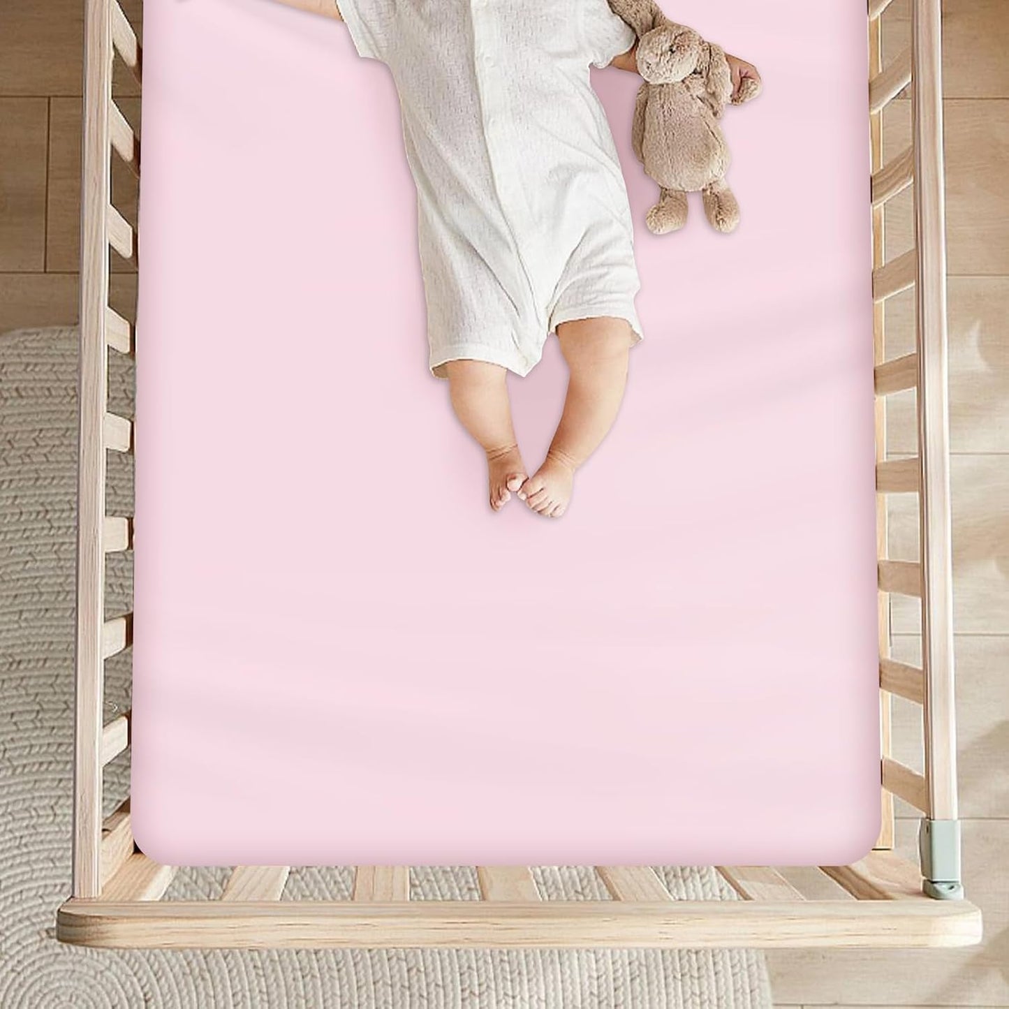 Pack and Play Sheets Fitted 4 Pack, Breathable Baby Playard Mattress Sheet Compatible with Graco Pack n Play, Mini Crib Sheets Fitted for Girls, Pink & Purple Playpen Mattress Sheets