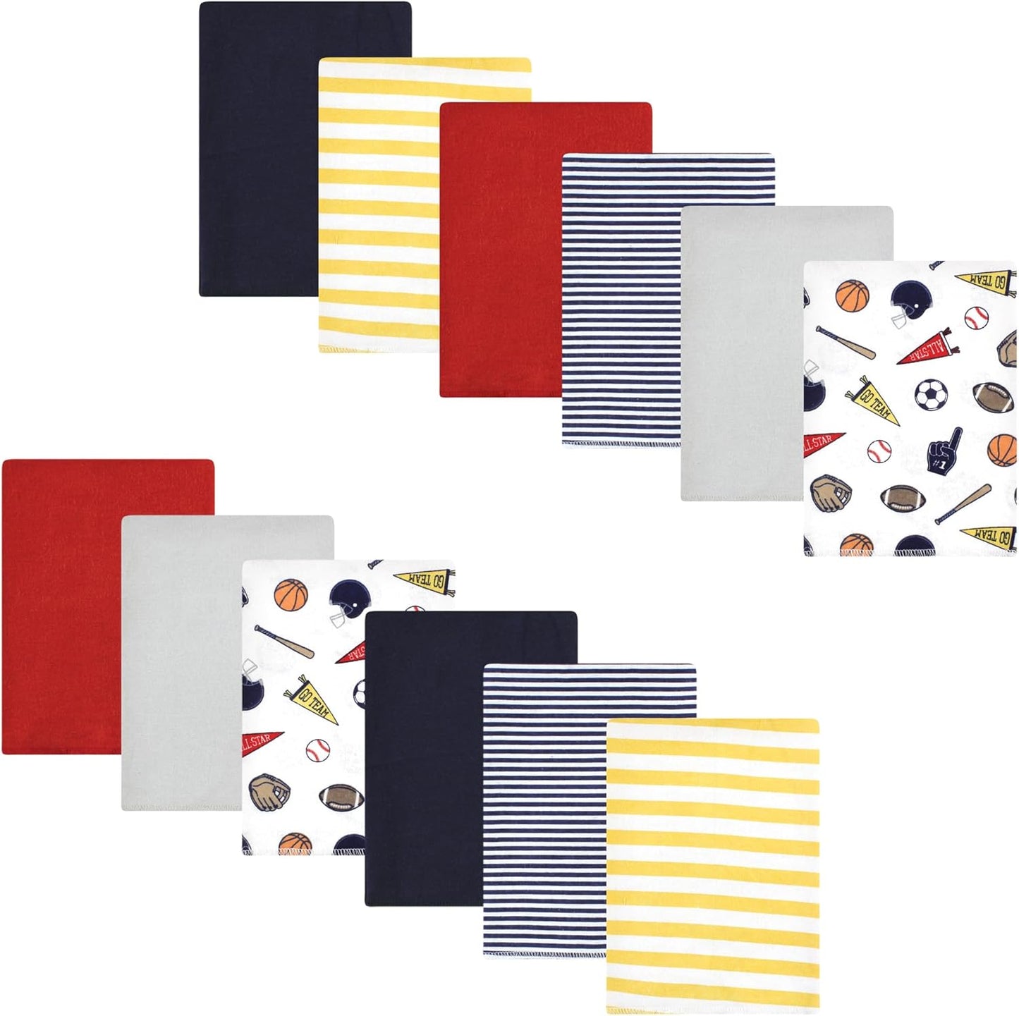 Luvable Friends Hudson Baby Flannel Burp Cloths 12pk, Sports