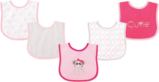 Luvable Friends Baby Cotton Terry Drooler Bibs with PEVA Back, Transportation, One Size